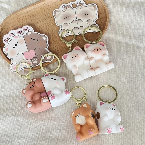 Llavero Con Forma De Gato, Creativo, Para Pareja, Mini, Para
