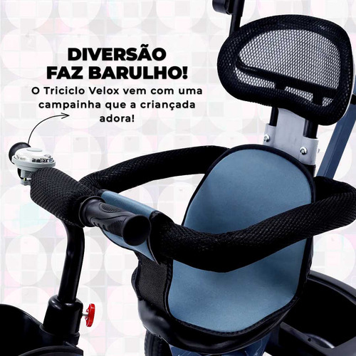 Triciclo Infantil Passeio 2 Em 1 Assento Giratório Capota
