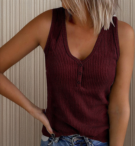 Camiseta Interior Con Cuello En V Para Mujer