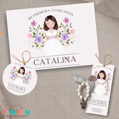 Kit Imprimible Comunion Bautismo Confirmacion - Mod. 25