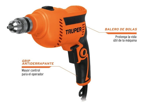 Imagen 2 de 5 de Taladro Rotomartillo Prof. 3/8' 500 W Var. Truper 16736