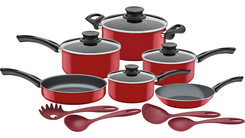 Juego de Utensilios de Cocina Tramontina Paris de aluminio rojo de 10 piezas