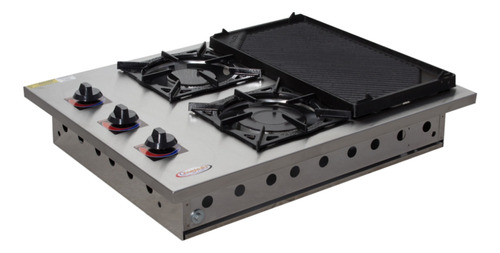 Fogão cooktop industrial gás Itajobi Fogões Alvenaria 2 Bocas chapa aço inoxidável