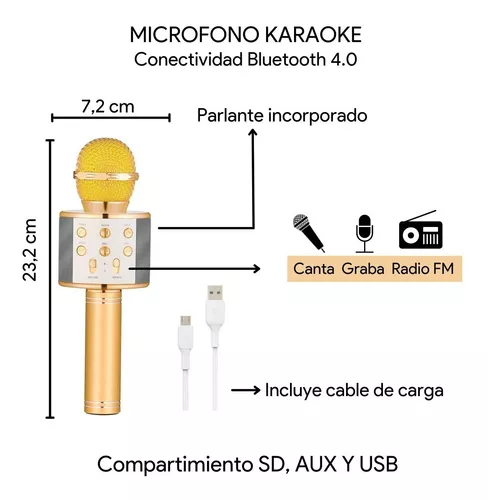 Microfono karaoke bluetooth con led
