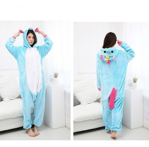 Unicórnio Azul Pijama Macacão Kigurumi - Pronta Entrega