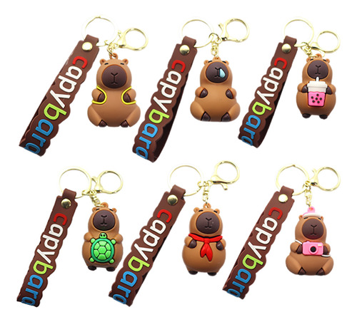 6pz Llavero Capibara Mayoreo Kawaii Moda Amistad