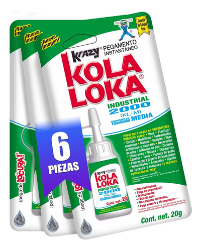 Pegamento Instantáneo Kolaloka Industrial 20g 6pzs