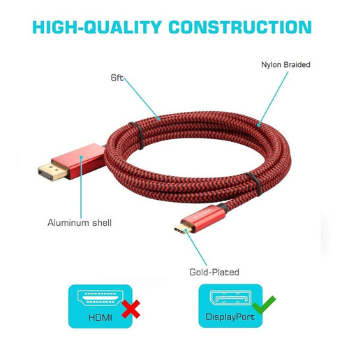 Cable Adaptador Usb 3.1 Tipo C A Display Port 1,8 Metros - G