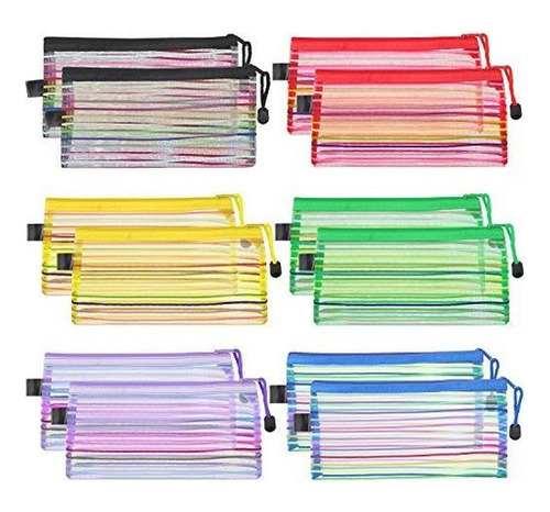 Bememo 12 Piezas 6 Colores Bolsa De Malla Con Cremallera Bol