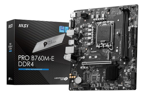 Msi Tarjeta Madre Pro B760m-e Ddr4 Lga 1700 2x Ddr4 1x M.2 Pcie 4.0 Micro Atx