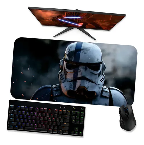 Mousepad Gamer Gigante 80x40cm Preto Stormtrooper Antiderrapante