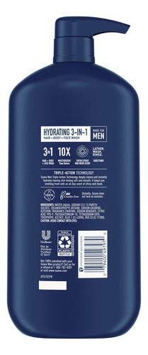 Suave Men 3 En 1 Body Wash Para Hombre,cabello,cara Y Cuerpo