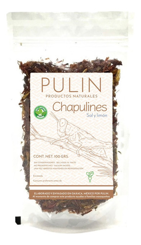 Chapulines Comestibles Oaxaca Sal Y Limón Al Vacío 100g