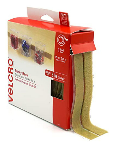 Cinta Adhesiva Velcro® Beige, 15 Ft. ¡organiza!