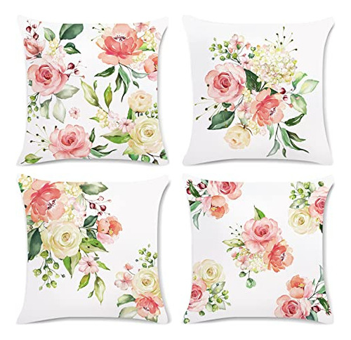 Fundas De Almohada De Flor De Peonía  E De 18x18, Jueg...