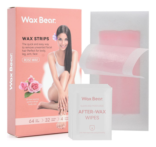 Wax Bear Tiras De Cera Para Depilacion  64 Tiras Listas Par