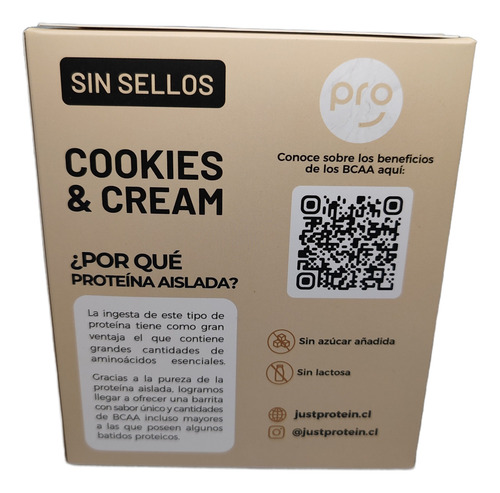 Barras De Proteína Just Protein Cookies & Cream 5 Unidades