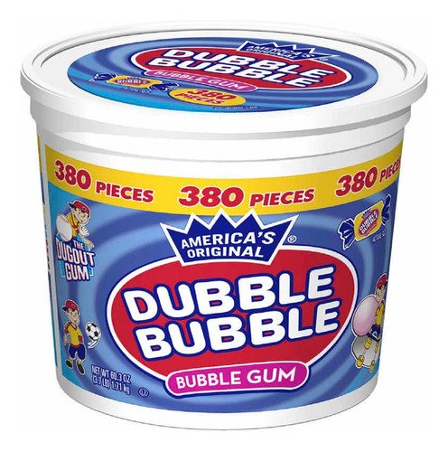Chicle Dubble Bubble 380 Pzas Bubble Gum Con Goma De Mascar 1.71kg  Pack X 380
