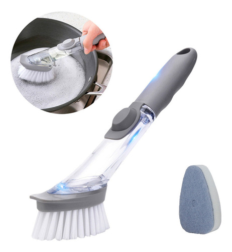Cepillo Dispensador De Jabón Lava Trastes Con Esponja Cocina