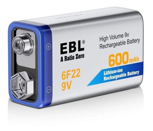 Bateria Recargable De 9v Ni-mh Ebl Ln-8161 - 600mah