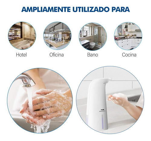 Dispensador De Jabón Automático 250ml Blanco Antibacteriano