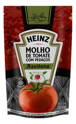 Molho De Tomate Sabor Azeitona Pretas E Verdes 300g Heinz