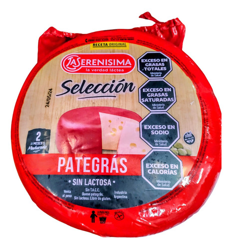 Queso Pategras La Serenísima 4 Kg (sin Lactosa)