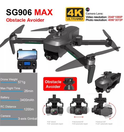 Drone Sg906 Pro 3 Max Com Sensor + Maleta