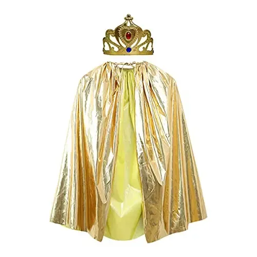 Disfraz De Rey Y Reina Para Adulto – Capa Roja De 120 Cm Con Estampado De Piel De Vaca, Corona Dorada Y Guantes Blancos – Ideal Para Halloween, Carnaval Y Fiestas Temáticas
