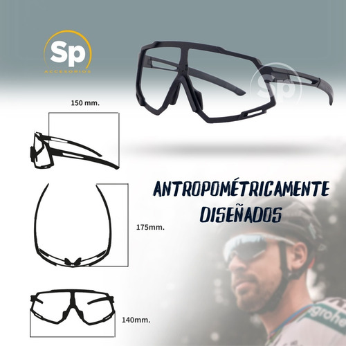 Imagen 3 de 10 de Lentes Deportivos Para Ciclismo Polarizados Unisex 4 Micas