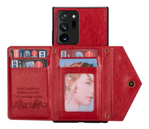 A Funda De Teléfono Con Cremallera Y Cordón For Samsung