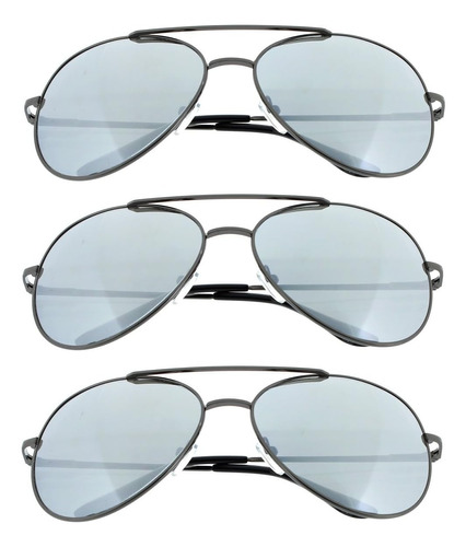 Fiore  3 Pack Aviator Sunglasses Classic Metal W Spring Hing