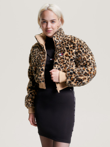 Chaqueta Ultracrop. Print Leopa. Mujer Tommy Hilfiger Marrón