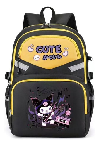 Jh- Mochila Escolar De Diseño Gráfico Anime Kuromi Con Tiras Reflectantes F