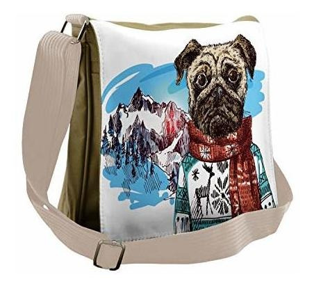 Bolso De Mensajero - Ambesonne Pug Bag, Sketch Style Dog Doo