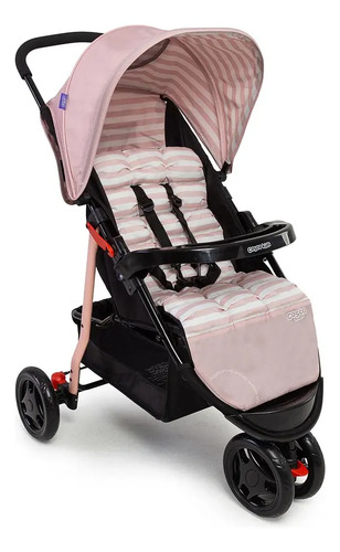 Carrinho de Bebê Cosco Kids, Toffy, Rosa Listras