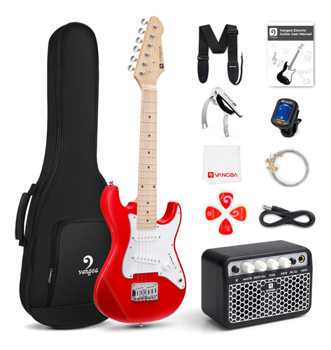 Guitarra Eléctrica Vangoa Para Niños De 30 Pulgadas Kit Rojo Rojo