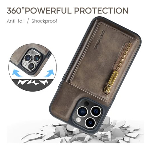Funda Cartera Para iPhone 15 Pro Max Coffee Retro Piel Sinte