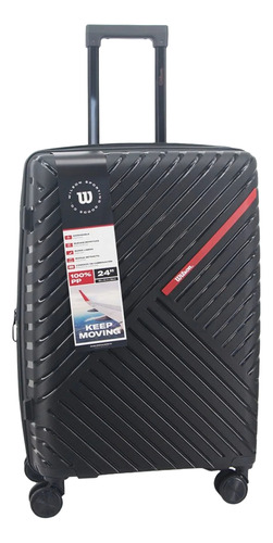 Valija Wilson Mediana Para Viaje De 24 Pulgadas Maleta Fuelle Extensible Ruedas Rigida Con Candado Tsa Color Negro