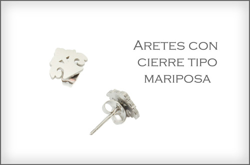 Dije De Llave + Aretes San Benito Acero Inoxidable Plateado Plateado