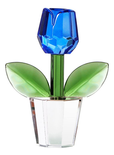 Figura Rosa Azul Cristal Decoracion Hogar Adorno Estatua