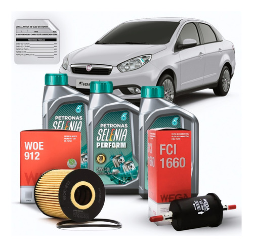 Kit Troca Oleo Petronas 5w30 Filtro Comb Siena 2008 A 2016