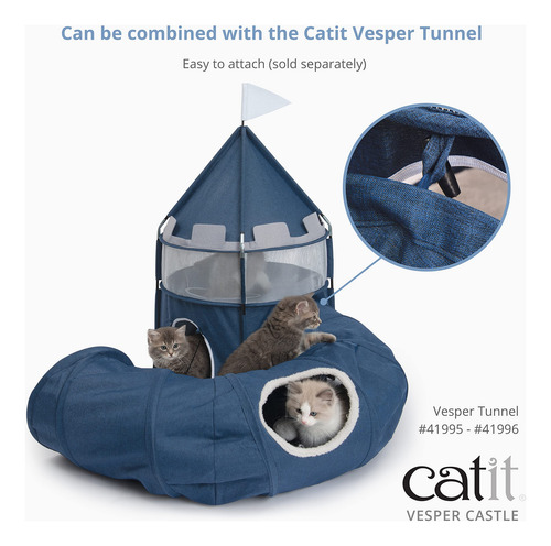 Cat Tower Catit Vesper Castle, Plegable De 2 Niveles, Azul
