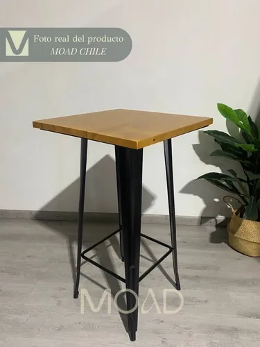 Mesa Comedor Alta Para Bar O Cocina Tolix 60x60 Madera Clara