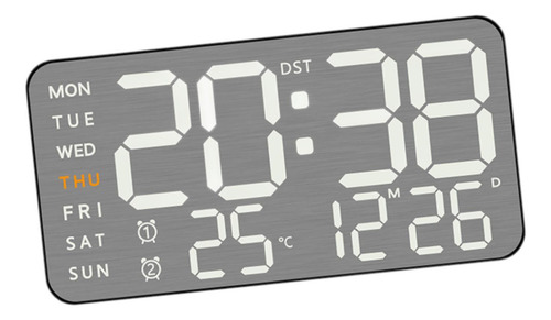 Reloj De Pared Digital Con Indicador De Fecha Y Concha Negra