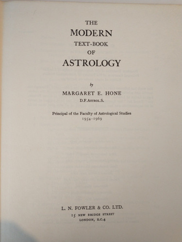 The Modern Text Book Of Astrology Margaret Hone