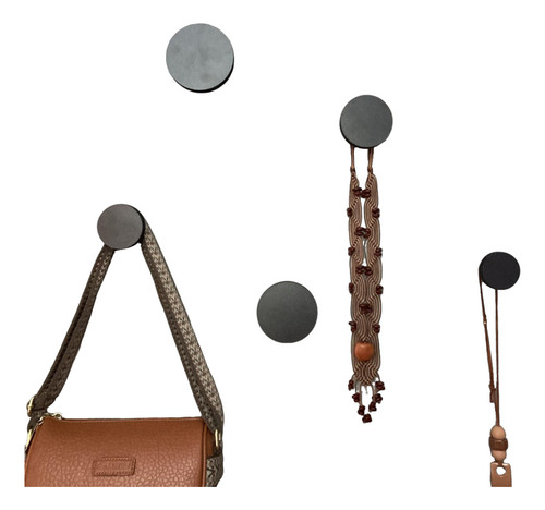 Kit 5 Ganchos De Parede Com 5 Tamanhos Mdf 6mm Laminado Cor Preto