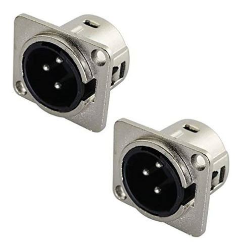 Tegg Xlr 3-pin Male Jack 2pcs 3 Pin Metal Panel Mount Chasis