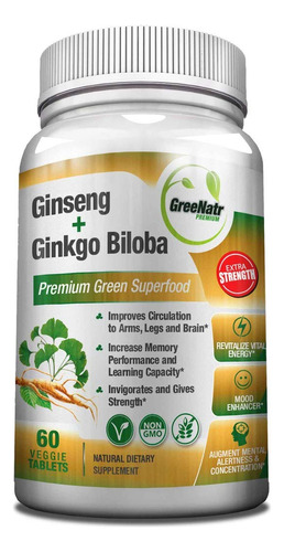 Greenatr - Tabletas De Ginseng Y Ginkgo Biloba - Super Alime