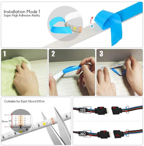 Tiras De Led Rgb 10m 300 Leds Control Remoto De 44 Botones